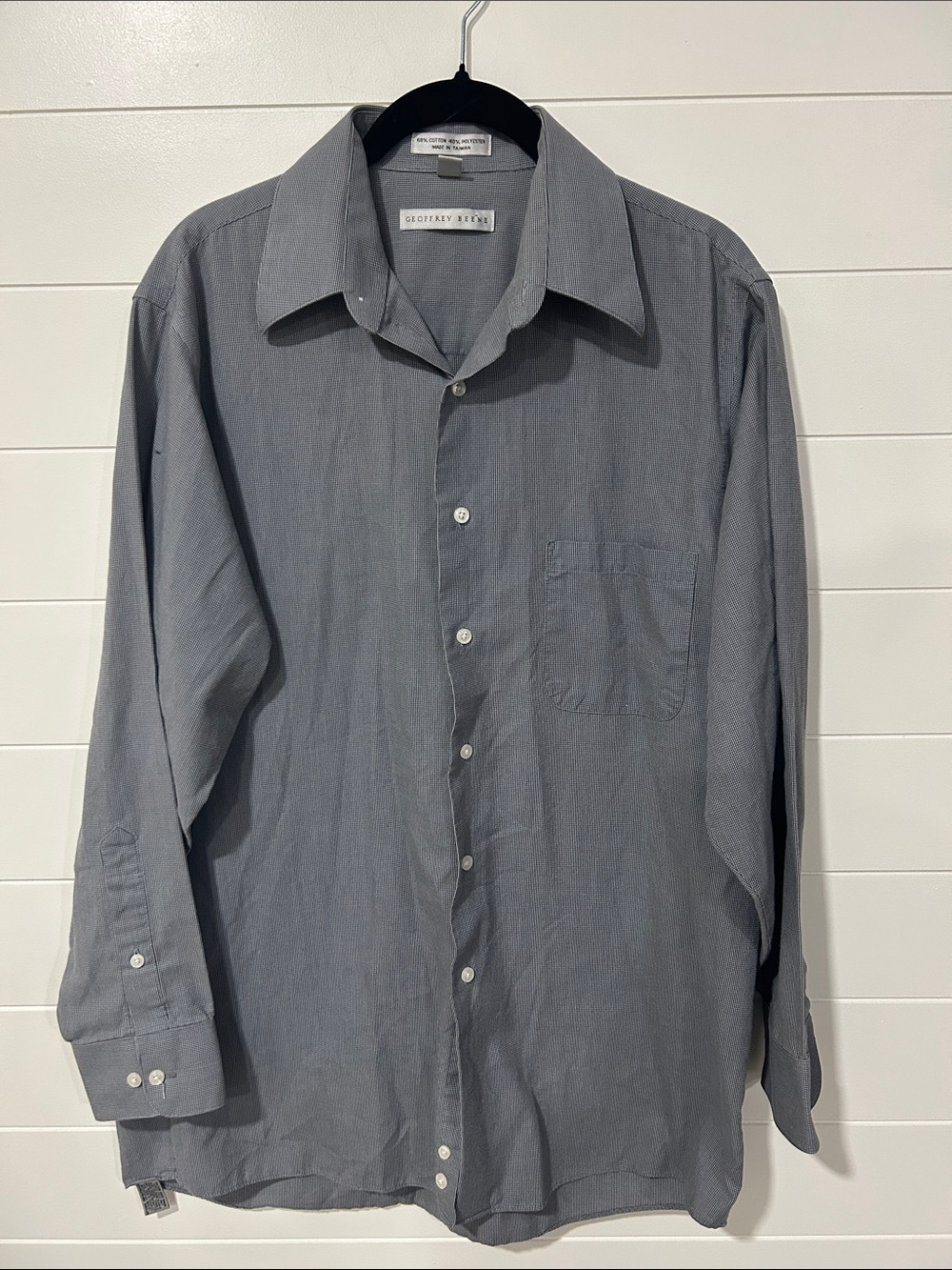 Geoffrey Beene Men's Gray Long-Sleeve Button-Up Dress Shirt